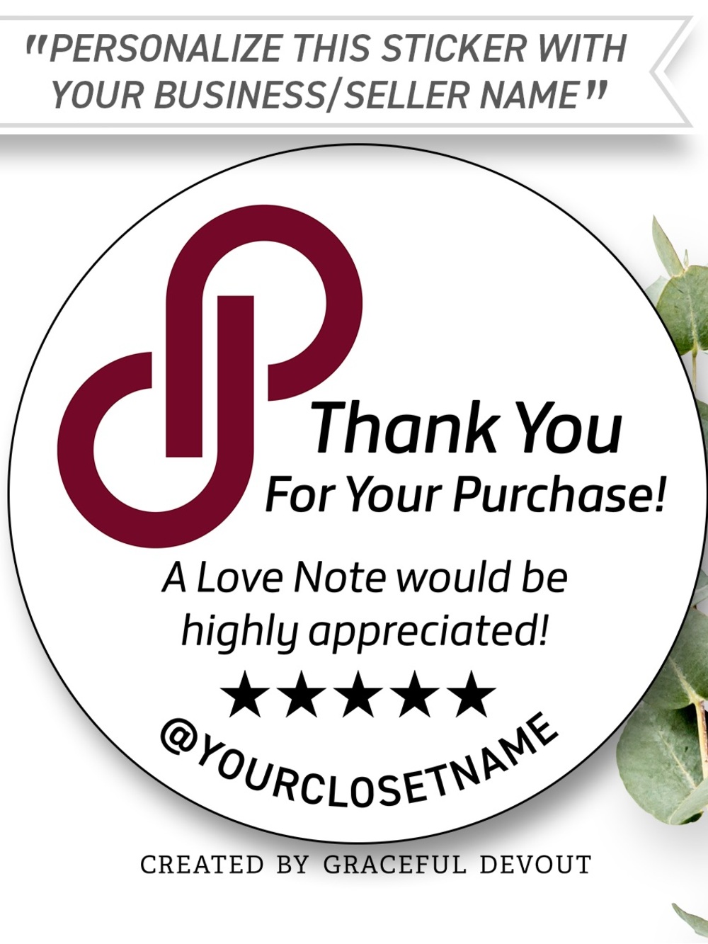 Poshmark- 2" (inches) Thank You Round  (96ct.) Stickers